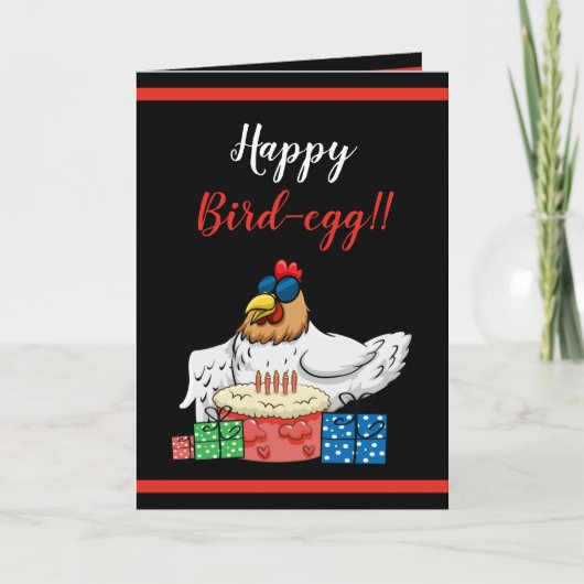 Cute Black Funny Chicken Cake en Gifts Birthday Kaart (Voorkant)