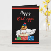 Cute Black Funny Chicken Cake en Gifts Birthday Kaart (Gele Bloem)