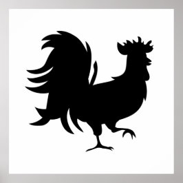 Cute Black geluksrooster Poster
