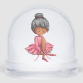 Cute Black Girl Ballet Dancer Pink Tutu Sneeuwbol (Achterkant)