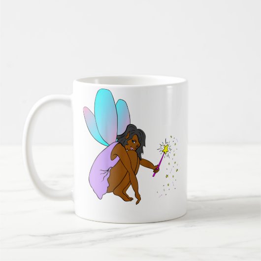 Cute Black Girl Fairy Magic Empowerment Tee Koffiemok (Links)