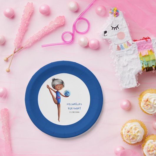 Cute Black Girl Rhythmic Gymnastics Birthday Party Papieren Bordje (Feest)