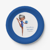 Cute Black Girl Rhythmic Gymnastics Birthday Party Papieren Bordje (Voorkant)