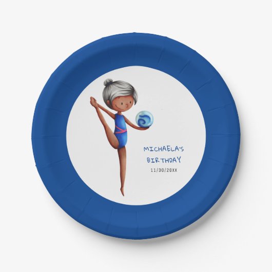 Cute Black Girl Rhythmic Gymnastics Birthday Party Papieren Bordje (Voorkant)