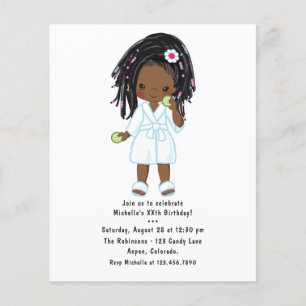 Cute Black Girl Spa Slaapfeest Verjaardagsfeestje Flyer