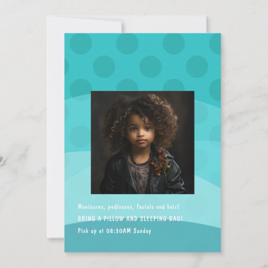 Cute Black Girl Spa Sleepover Birthday Foto Kaart (Achterkant)