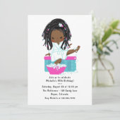 Cute Black Girl Spa Sleepover Birthday Party Kaart (Staand voorkant)