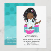 Cute Black Girl Spa Sleepover Birthday Party Kaart (Voorkant / Achterkant)