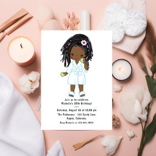 Cute Black Girl Spa Sleepover Birthday Party Kaart