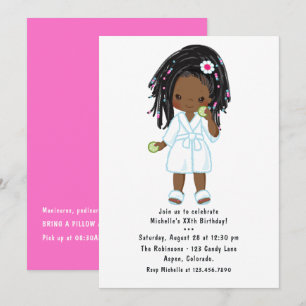 Cute Black Girl Spa Sleepover Birthday Party Kaart