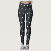 Cute Black Glitter White Polka Dot Pattern Trendy Leggings (Voorkant)