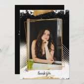 Cute Black & Gold Framed Afstuderen - Hartelijk da Kaart (Voorkant / Achterkant)