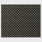 Cute Black Gold Hearts Patroon Cadeaupapier (Vlak)