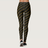 Cute Black Gold Snoep Stripe Glitter Patroon Leggings (Achterkant)
