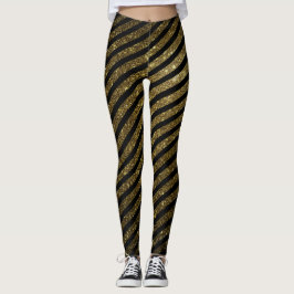 Cute Black Gold Snoep Stripe Glitter Patroon Leggings