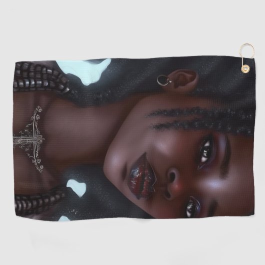 Cute Black Gothic Girl Golfhanddoek (Horizontaal)