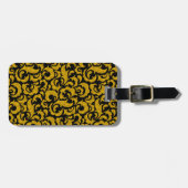 Cute black gouden naadloze bloempatronen Hoesje-Ma Bagagelabel (Voorkant horizontaal)