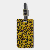 Cute black gouden naadloze bloempatronen Hoesje-Ma Bagagelabel (Voorkant verticaal)