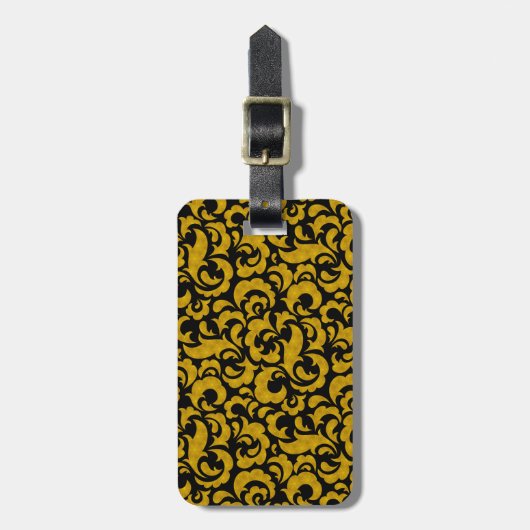 Cute black gouden naadloze bloempatronen Hoesje-Ma Bagagelabel (Voorkant verticaal)