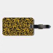 Cute black gouden naadloze bloempatronen Hoesje-Ma Bagagelabel (Achterkant horizontaal)
