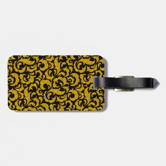 Cute black gouden naadloze bloempatronen Hoesje-Ma Bagagelabel (Achterkant horizontaal)