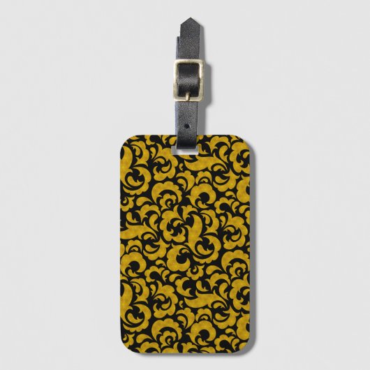 Cute black gouden naadloze bloempatronen Hoesje-Ma Bagagelabel (Voorkant (verticaal))