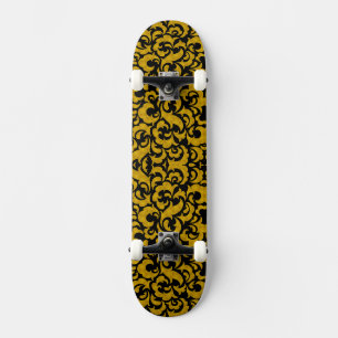 Cute black gouden naadloze bloempatronen Hoesje-Ma Persoonlijk Skateboard