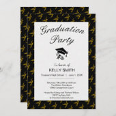 Cute black goudmakreel graduatie party kaart (Voorkant / Achterkant)