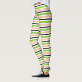 Cute Black Green Sinaasappel & White Stripes Hallo Leggings (Links)