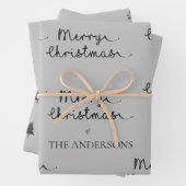 Cute Black Grey Name kerstboomstructuur Gift Inpakpapier Vel (In situ)