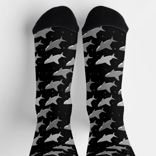 Cute Black Grey Shark Pattern Sokken (Top)