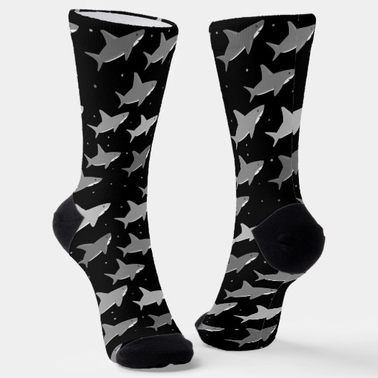 Cute Black Grey Shark Pattern Sokken (Gebogen)