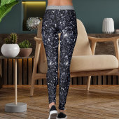 Cute Black Grey Sparkle Glitter Pattern Stripe Leggings