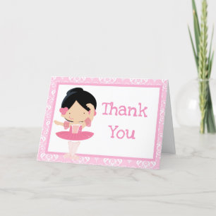 Cute Black Hair Ballerina "Bedankt" Bedankkaart