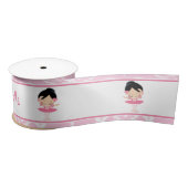 Cute Black Hair Ballerina Gift Satijnen Lint (Spoel)