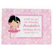 Cute Black Hair Ballerina & Roze Damask Hartelijk Groot Cadeauzakje (Achterkant)