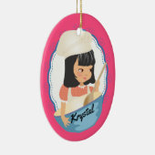 Cute black hair chef culinaire kerstmis keramisch ornament (Rechts)