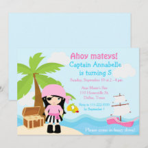 Cute Black Hair Pirate Girl Birthday Party
