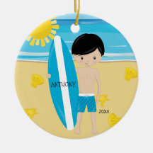 Cute Black Hair Surfer Boy Persoonlijk kerstfeest
