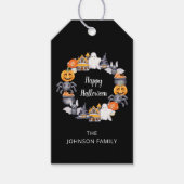 Cute Black Happy Halloween Illustratie Cadeaulabel (Voorkant)