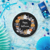 Cute Black Happy Halloween Illustratie Papieren Bordje (Feest)