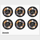 Cute Black Happy Halloween Illustratie Ronde Sticker (Vel)