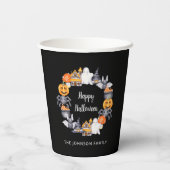 Cute Black Happy Halloween Illustration Party Papieren Bekers (Achterkant)