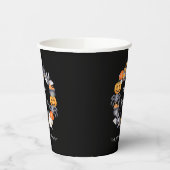 Cute Black Happy Halloween Illustration Party Papieren Bekers (Links)