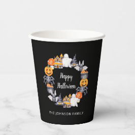 Cute Black Happy Halloween Illustration Party Papieren Bekers