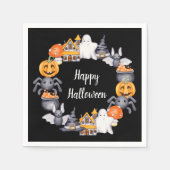 Cute Black Happy Halloween Illustration Party Servet (Voorkant)