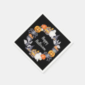 Cute Black Happy Halloween Illustration Party Servet (Hoek)