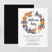 Cute Black Happy Halloween Illustration Party Uitnodiging Briefkaart (Voorkant / Achterkant)