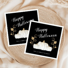 Cute Black Happy Halloween Pumpkin Napkins Servet