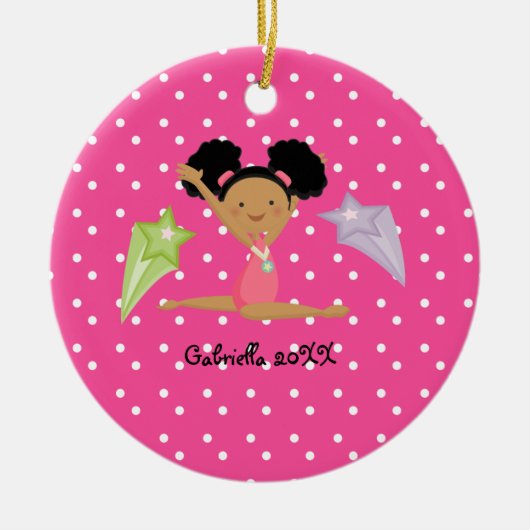 Cute Black Hazard Gymnast Kerstversiering Keramisch Ornament (Voorkant)